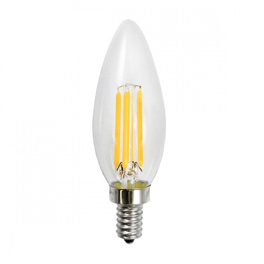 LED-FB10CTCD-4W 4 watt, 120 volt, LED B10 Filament Light Bulb, Torpedo Tip, 2700K Warm White