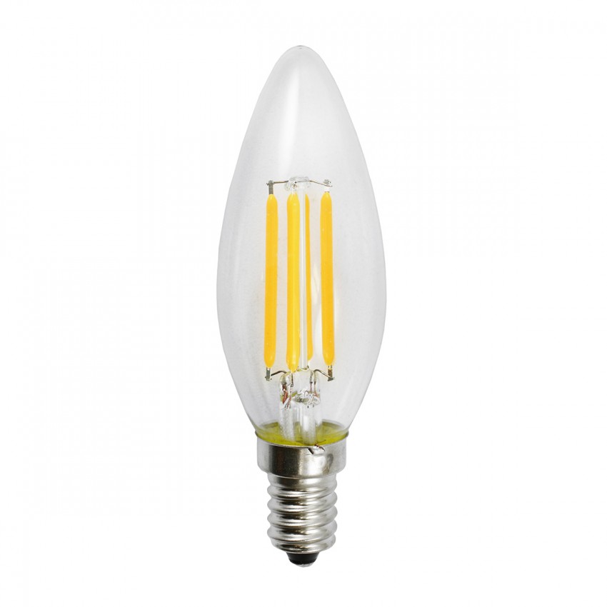 foto eetbaar oplichter LED-FB10E14TD-4 - 4 watt, 120 volt, LED B10 Filament Light Bulb, E14  European Base, 2700K Warm White