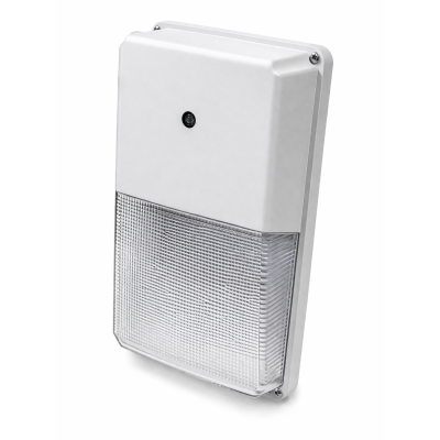 1950 Max Lumen - White - 15W Max - Wattage and Color Selectable - White LED Mini Wall Pack Fixture - With Photo Cell