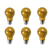LED A19 Yellow 6PK Transparent Glass
