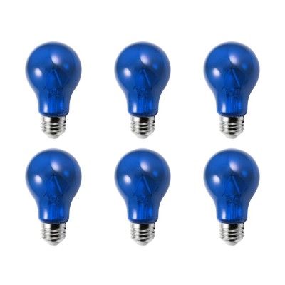 LED A19 Blue 6PK Transparent Glass