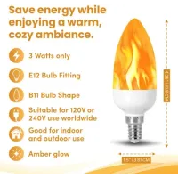 LED-FFB10-E12-Y Flame Effect LED B10 Bulb - LED-FFB10-E12-Y - Norman Lamps